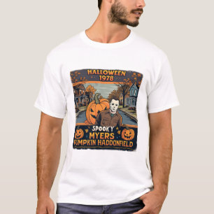 Halloween 1978 Holiday Spooky Myers Pumpkin Haddon T-Shirt