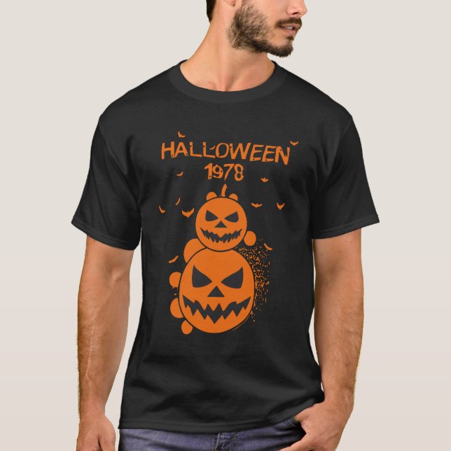 Halloween 1978 Holiday Spooky Myers Pumpkin T-Shirt (Front)
