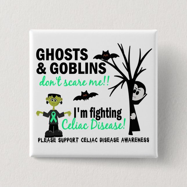 Halloween 1 Celiac Disease Warrior Pinback Button (Front)