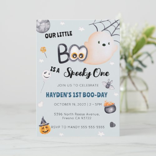 Halloween 1st Birthday Boy Spooky One  Invitation