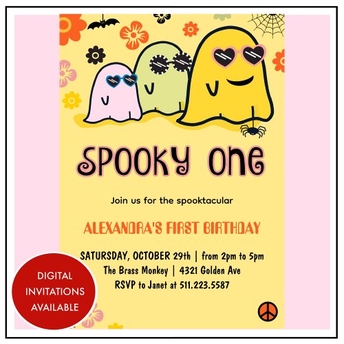 Halloween 1st birthday invitation ghost spooky one
