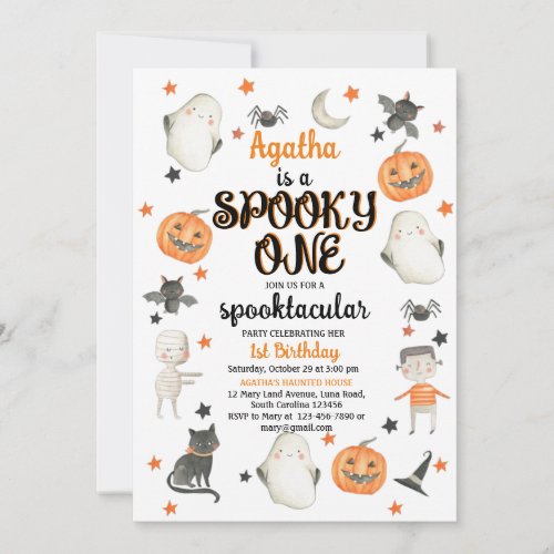 Halloween 1st Birthday Invitation Spooky One 