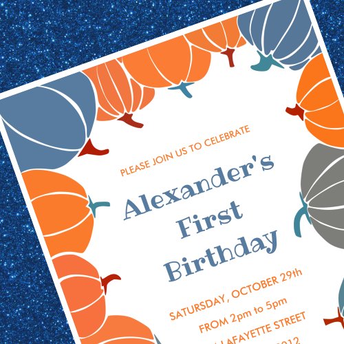 Halloween 1st birthday invitations fall boy