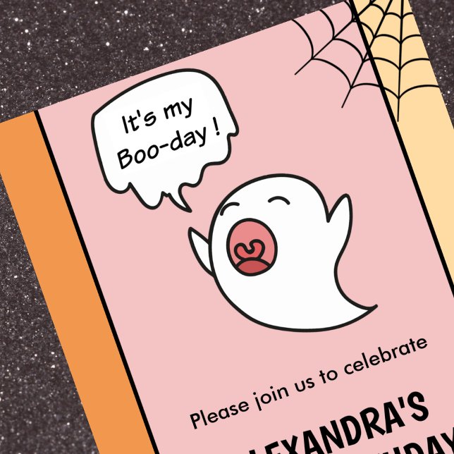 Halloween 1st birthday invitations pink little boo (Halloween-1st-birthday-invitations-pink-little-boo-1)