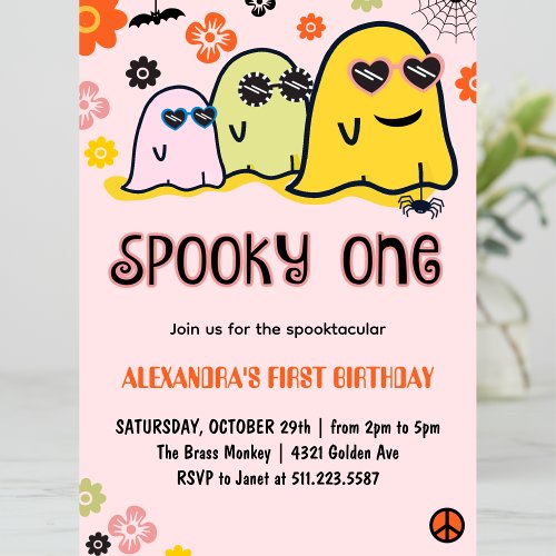 Halloween 1st birthday invitations Spooky one