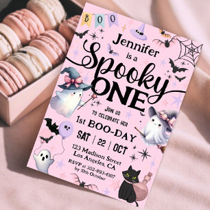 Halloween 1st Birthday Party Cute Ghost Spooky One Invitation