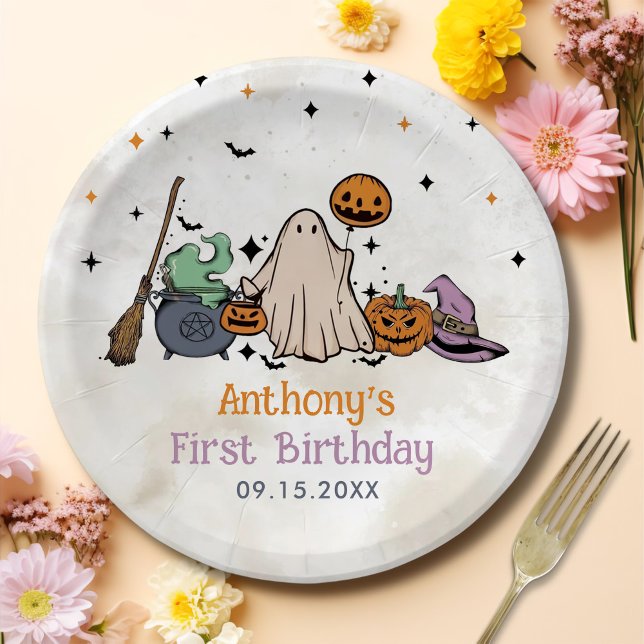 Halloween 1st Birthday Party Paper Plates (Creator Uploaded)