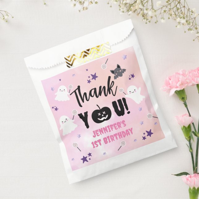 Halloween 1st Birthday Party Pink Girl Cute Spooky Favor Bag (Sealed)