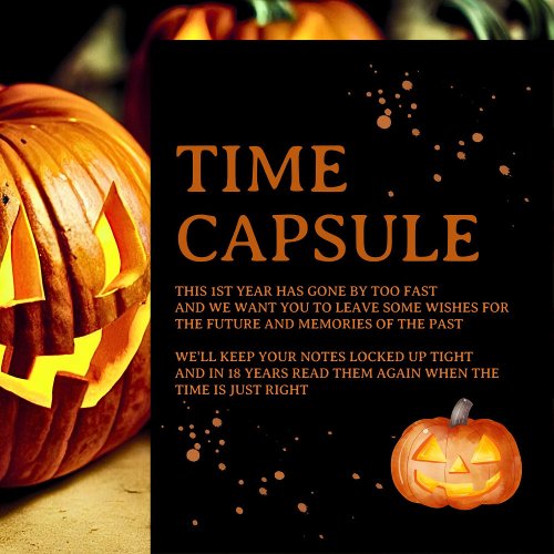 Halloween 1st Birthday Party Time Capsule Pedestal Sign