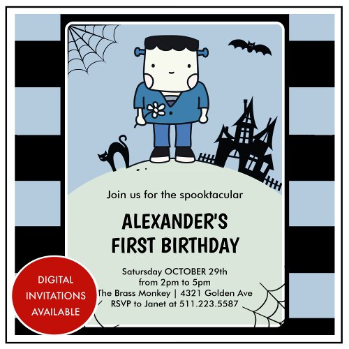 Halloween 1st birthday spooktacular boy invitation