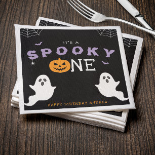 Halloween 1st Birthday Spooky One Ghost Gothic Napkins