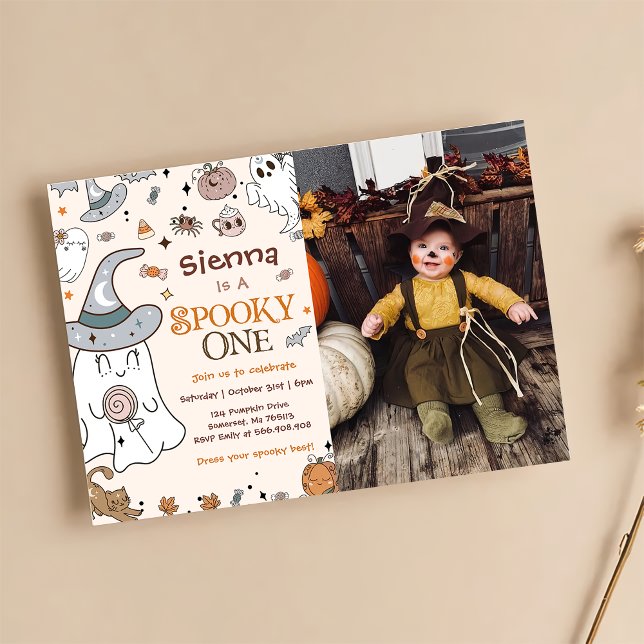 Halloween 1st Birthday Spooky One Invitations (Creator Uploaded)