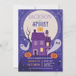 Halloween 1st Ghosts One Blue House Party Haunted Invitation