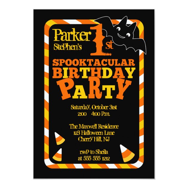 Halloween 1st Spooktacular Birthday Party Invitation