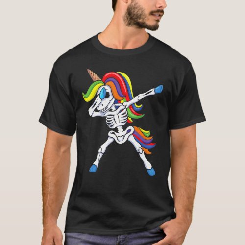 Halloween 2022 Dabbing Skeleton Unicorn Halloween  T_Shirt