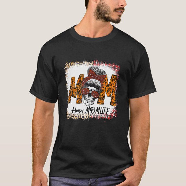 Halloween 2022 Mom Life Messy Bun Scary Spooky Mom T-Shirt (Front)