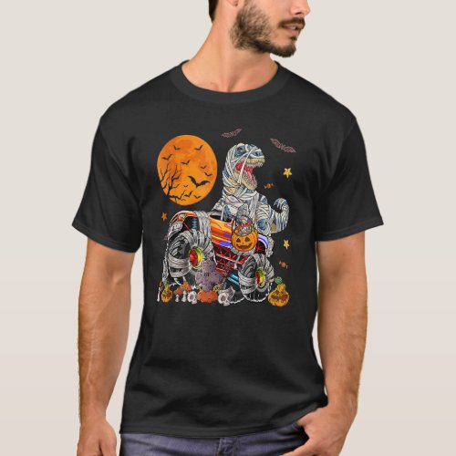 Halloween 2022 Rex Mummy Monster Truck Pumpkin Cos T_Shirt