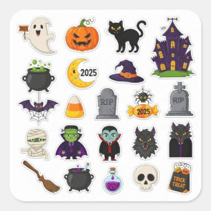 Halloween 2025 Spooky Sticker Set – Pumpkins,ghost
