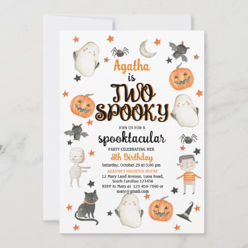 Halloween 2nd Birthday Invitation Two Spooky