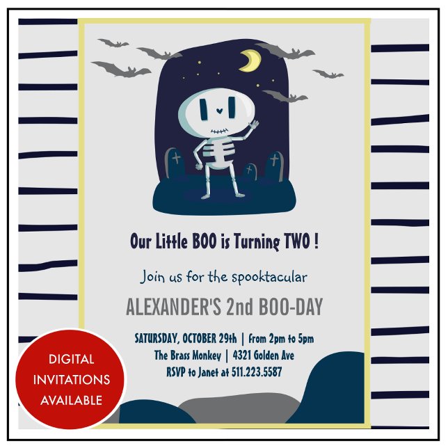 Halloween 2nd birthday invitations cute for kids (halloween-2nd-birthday-invitations-little-boo-cute-1)