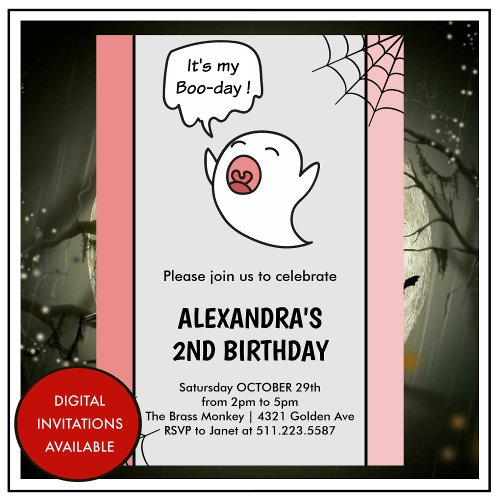 Halloween 2nd birthday invitations ghosts