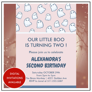 Halloween 2nd birthday invitations little boo cute