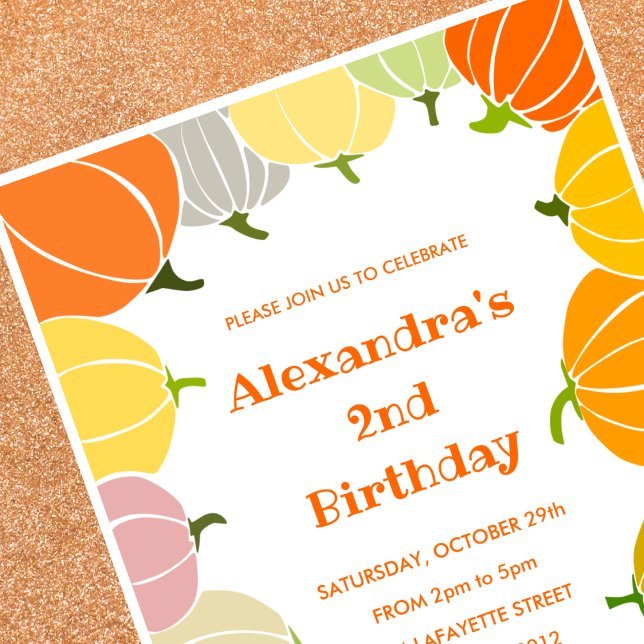 Halloween 2nd birthday invitations pumpkin fall (Halloween-2nd-birthday-invitations-pumpkin-fall-1)