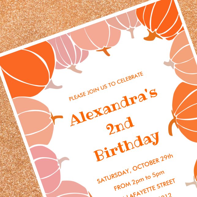Halloween 2nd birthday invitations pumpkin kids (Halloween-2nd-birthday-invitations-pumpkin-kids-1)