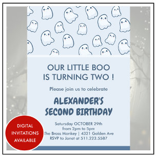 Halloween 2nd birthday invitations second boo