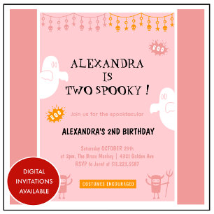 Halloween 2nd Birthday Invitations Spooktacular