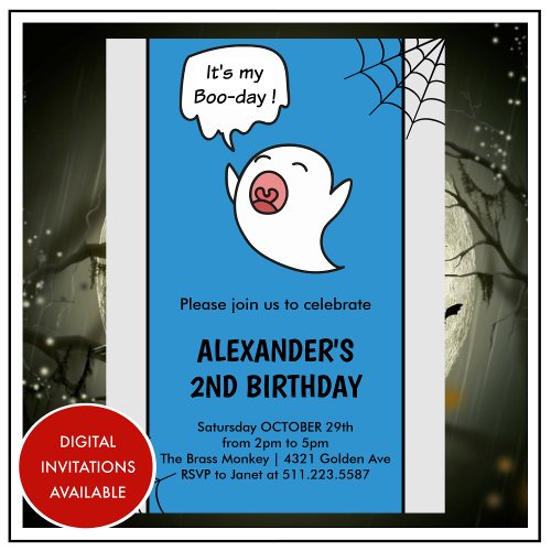 Halloween 2nd birthday invitations spooky boo