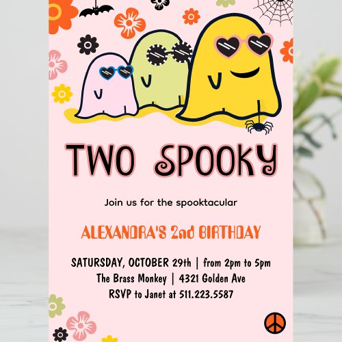 Halloween 2nd Birthday Invitations Two Spooky