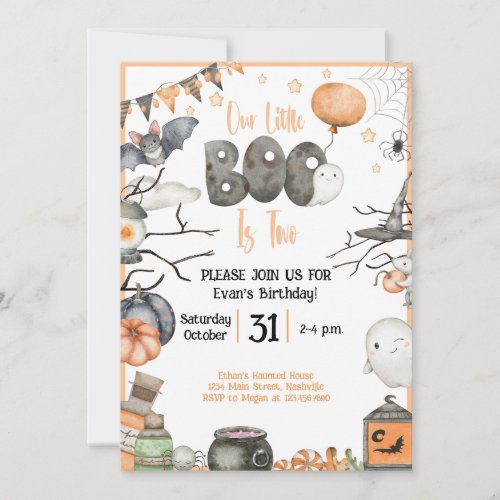 Halloween 2nd Birthday Our Little Boo is Two Invitation