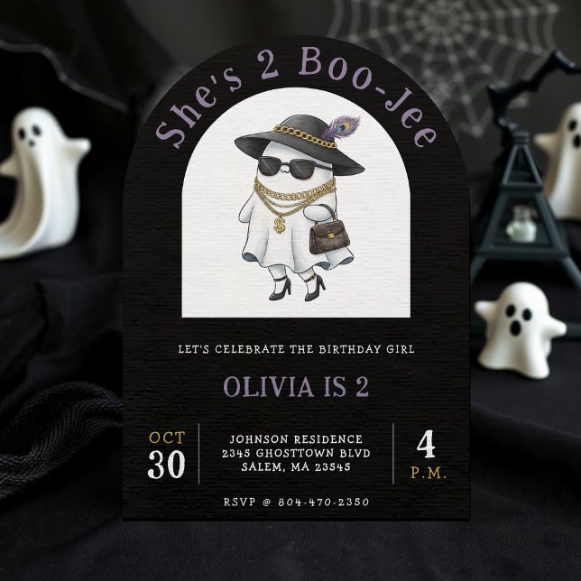 Halloween 2nd Birthday Party Ghost Two Boujee Invitation (Halloween 2nd Birthday Party Ghost Two Boujee Invitation
)