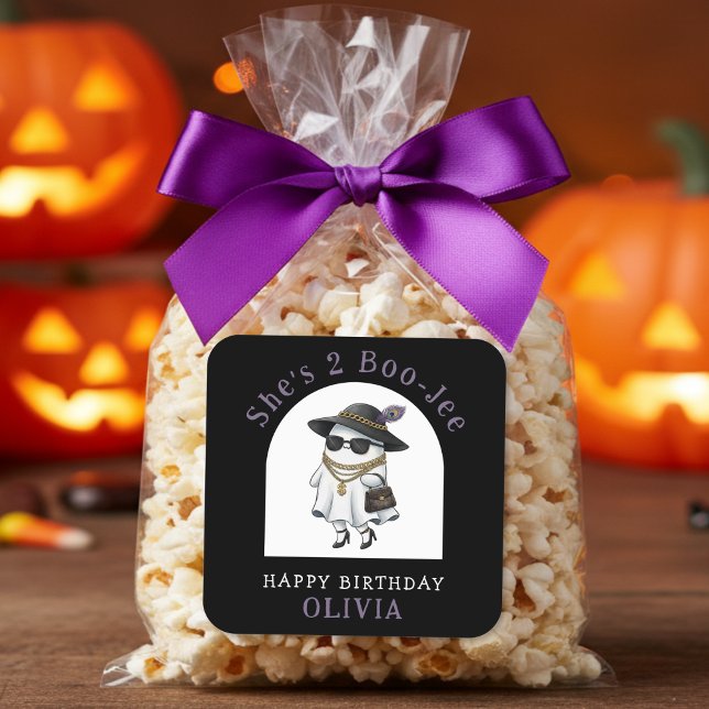 Halloween 2nd Birthday Party Ghost Two Boujee Square Sticker (Halloween 2nd Birthday Party Ghost Two Boujee Square Sticker
)