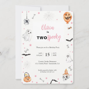 Halloween 2nd Birthday Pink ghost girl invitation