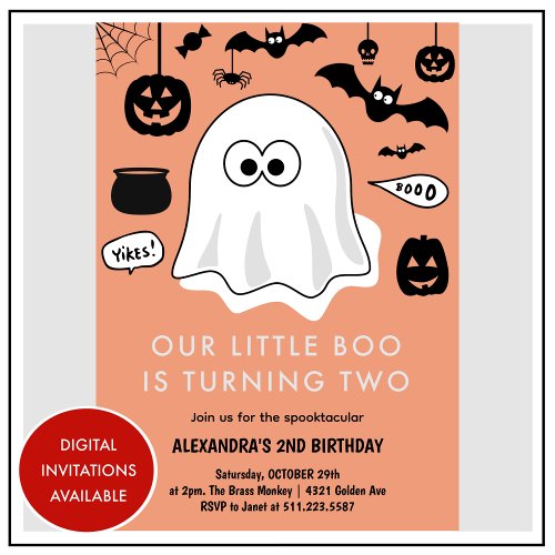 Halloween 2nd birthday second our little boo invitation