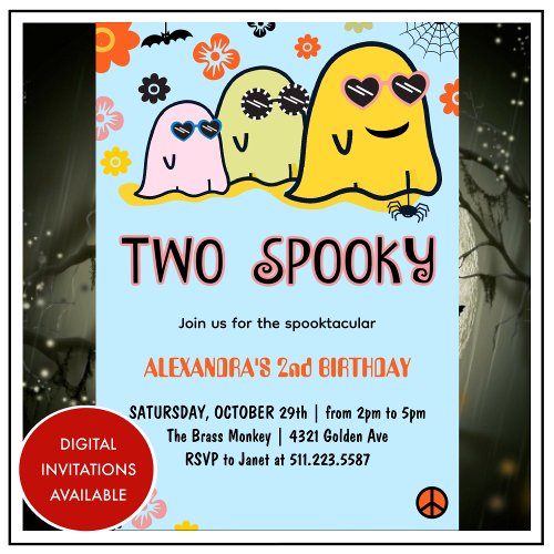Halloween 2nd birthday spooktacular ghosts invitation