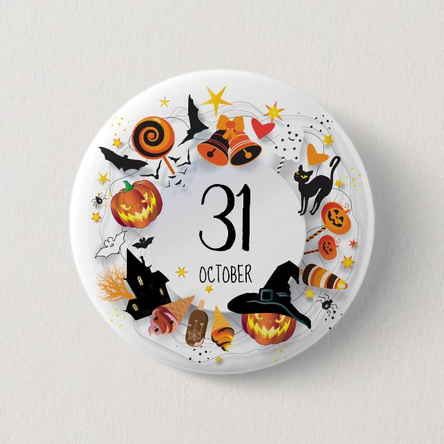 Halloween 31 OCTOBER BUTTON - "Treat or Trick" (Front)