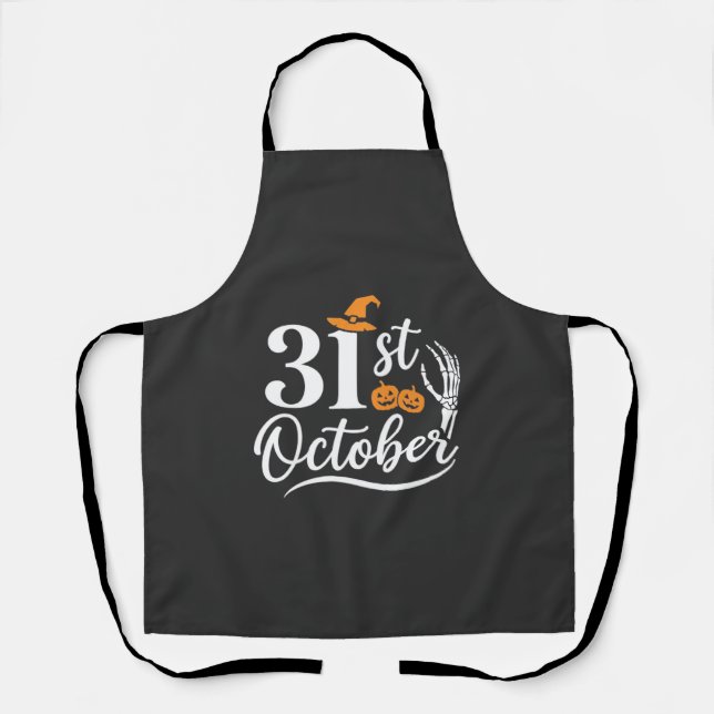 Halloween 31st October Pumpkin Witch Hat Design_1 Apron (Front)