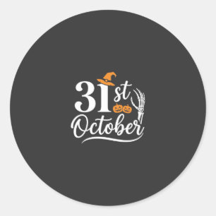 Halloween 31st October Pumpkin Witch Hat Design_1 Classic Round Sticker