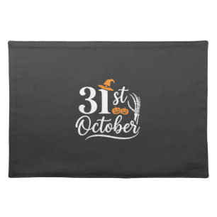 Halloween 31st October Pumpkin Witch Hat Design_1 Cloth Placemat