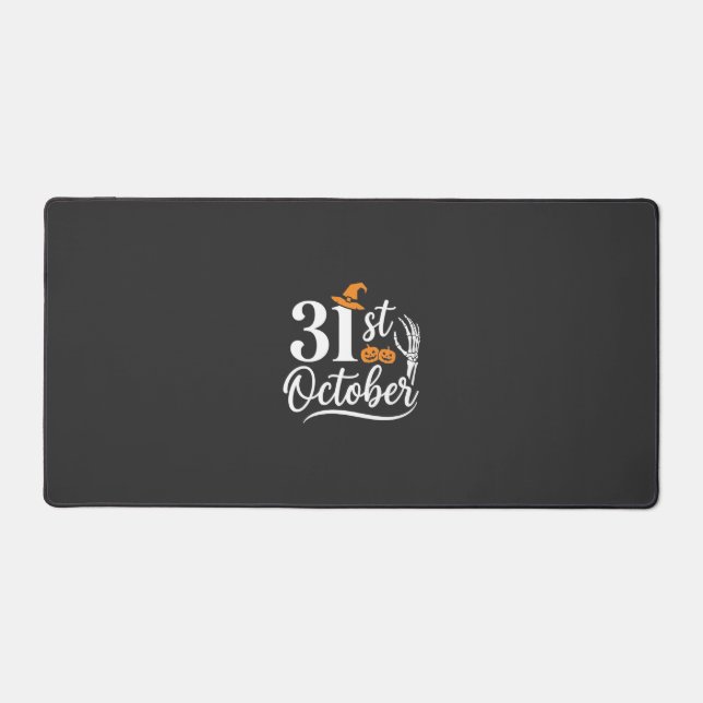 Halloween 31st October Pumpkin Witch Hat Design_1 Desk Mat (Front)