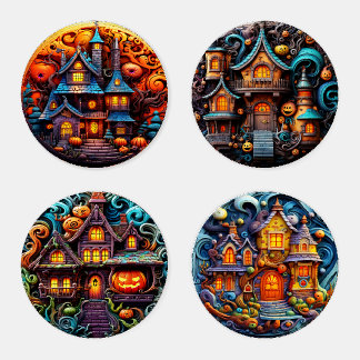 Halloween 3D Haunted House Coaster Set