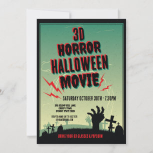 Halloween 3D Movie Horror Party Invitation