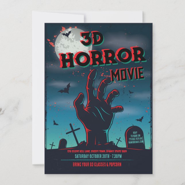 Halloween 3D Movie Horror Party Invitation (Front)