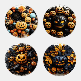 Halloween 3D Pumpkins Coaster Set