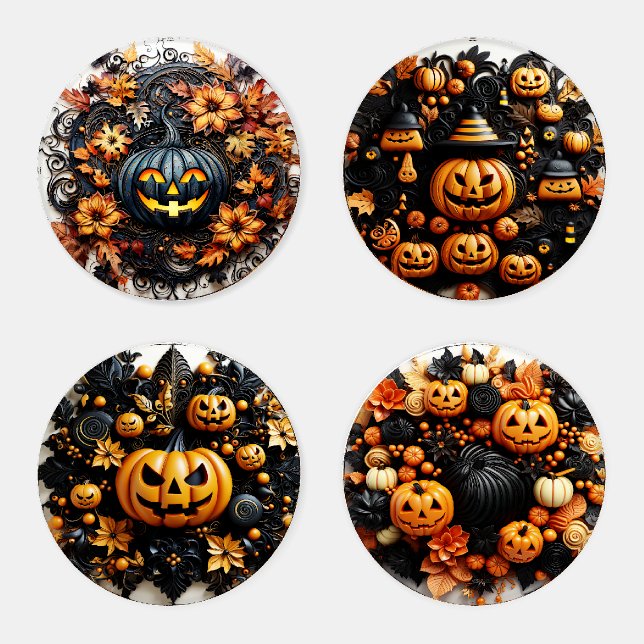 Halloween 3D Pumpkins Coaster Set (Set)