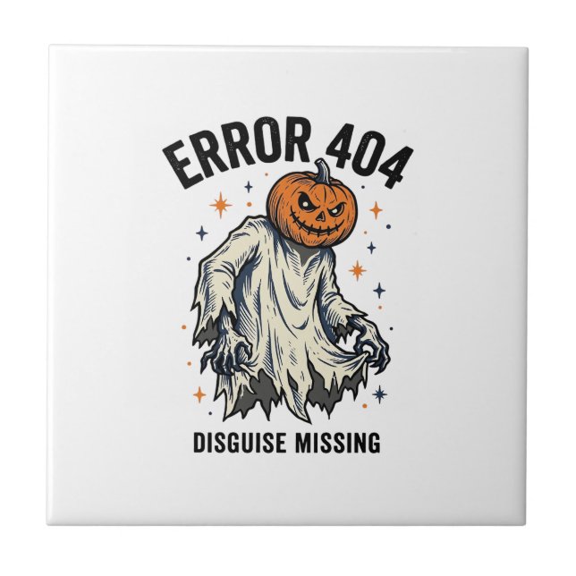 Halloween 404 Costume Pumpkin Ghost Error Design_1 Ceramic Tile (Front)