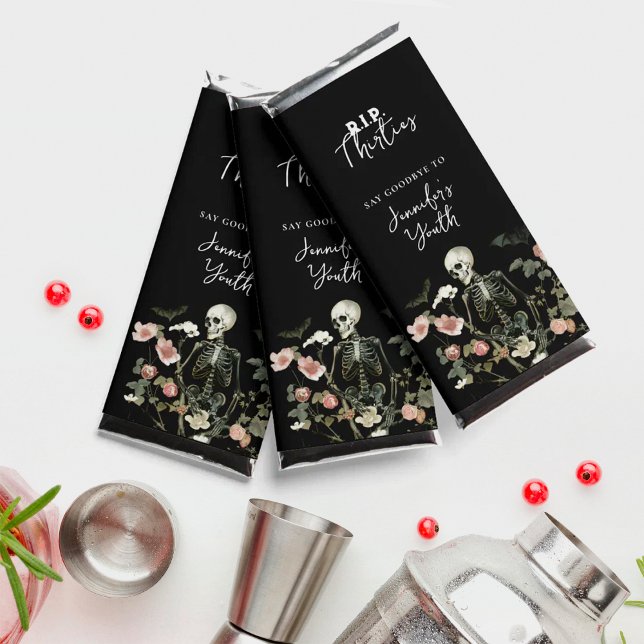 Halloween 40th Birthday Party Floral Skeleton  Hershey Bar Favors (Creator Uploaded)